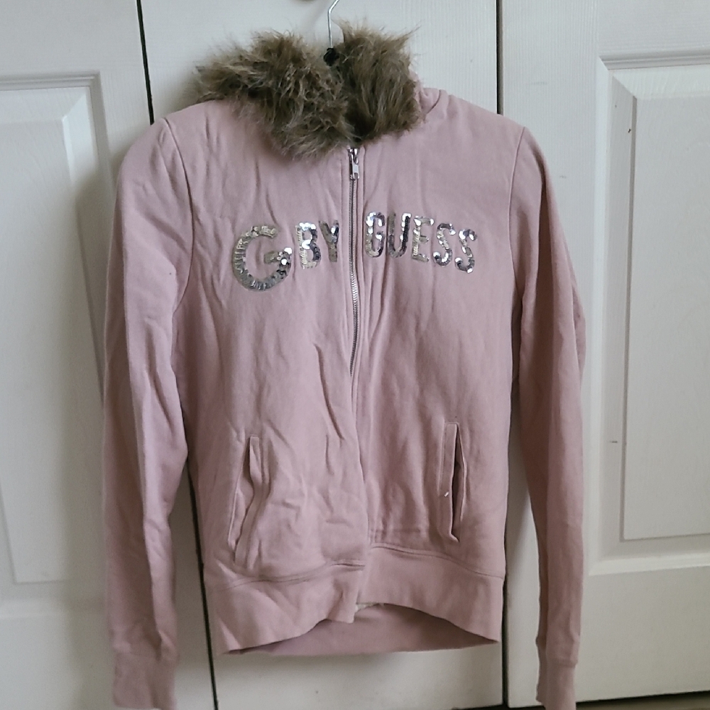 G by Guess Pink Bomber Jacket with Faux Fur